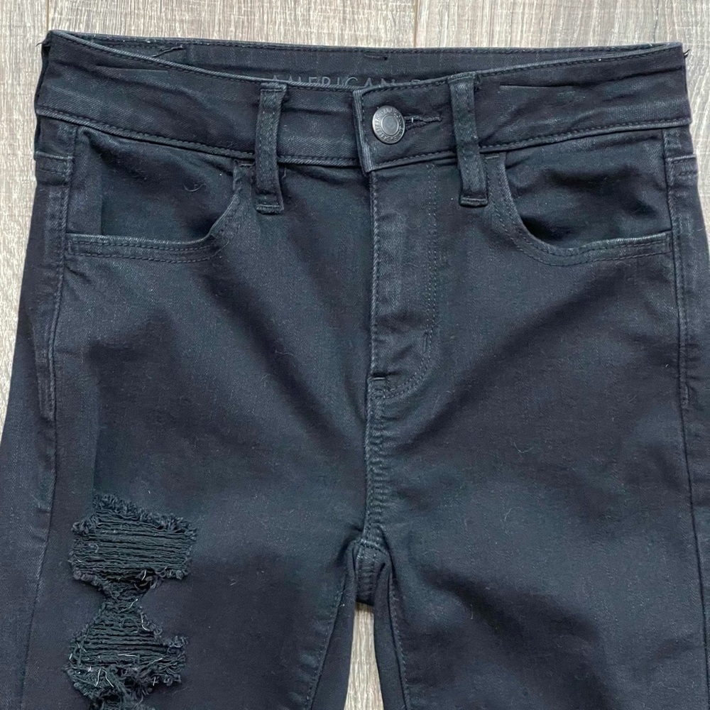 AMERICAN eagle hi-Rise next level stretch black jegging size 2 SHORT - Picture 2 of 16